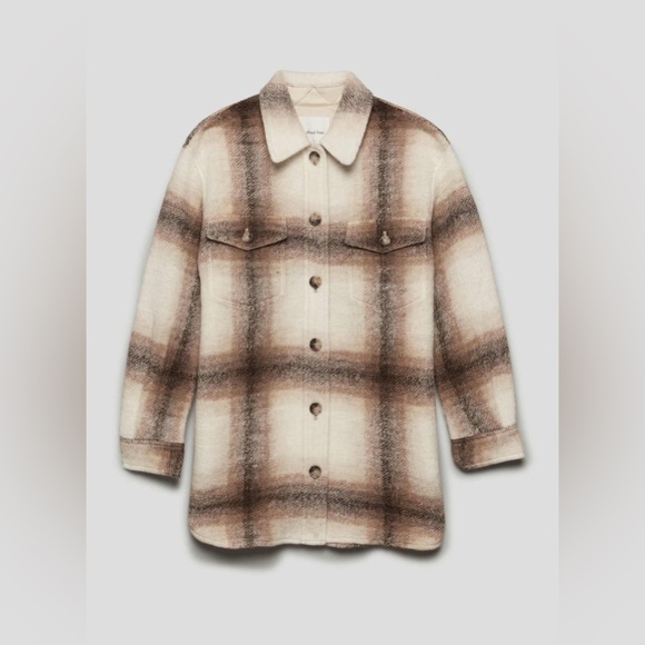 Aritzia Wilfred Free Ganna Shirt Jacket - Brown/Cream Plaid - Picture 1 of 13